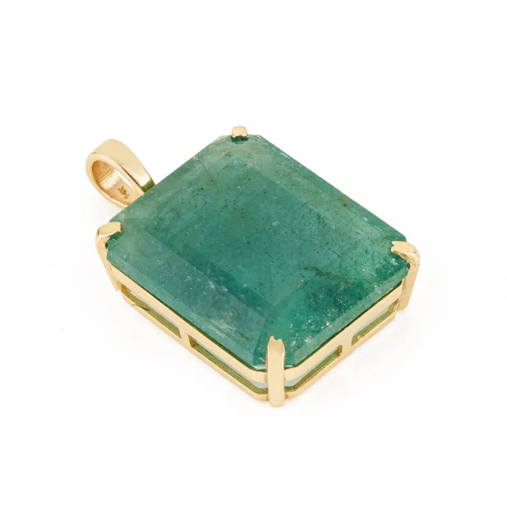 Luxurious 18x15 mm Octagon Cut Emerald Statement Pendant 14K Yellow Gold Jewelry Supplier