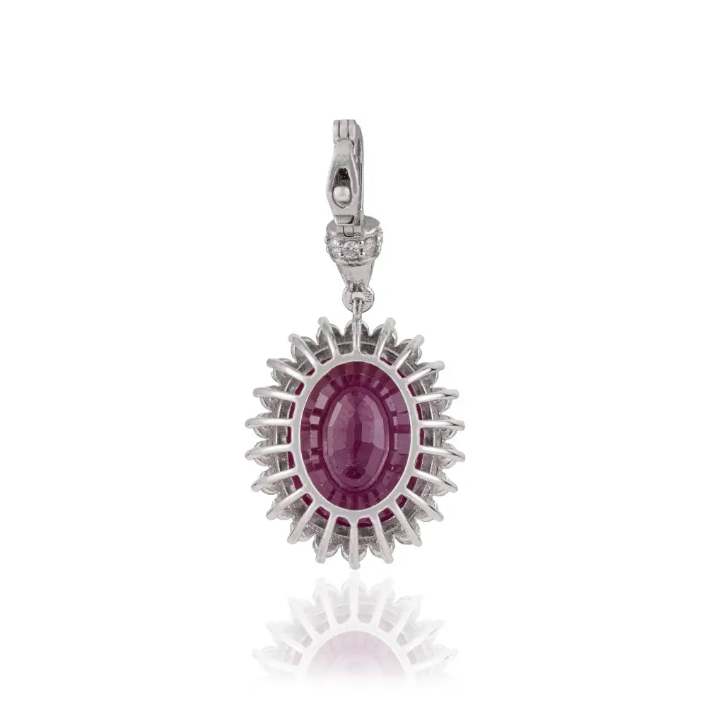 8.7ct. Ruby & Diamond Openable Cluster Pendant Statement Wedding Jewelry 14K White Gold