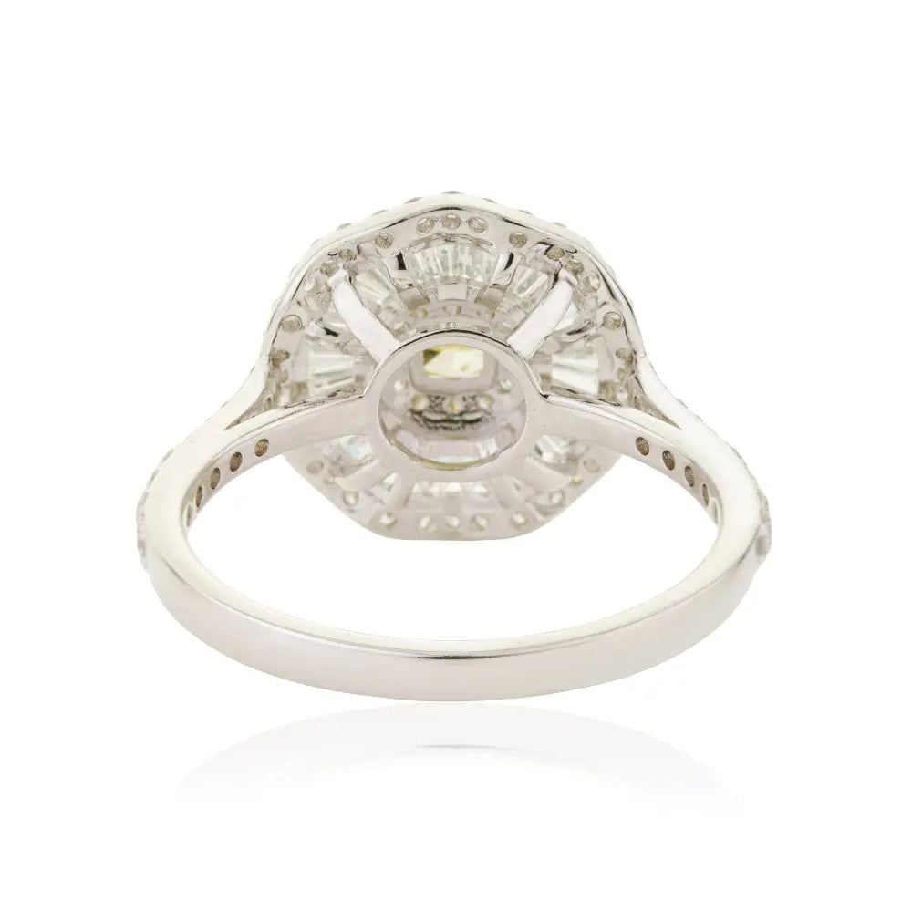 Sparking Bridal Jewelry Natural Diamond Cluster Statement Ring Pure 18K White Gold
