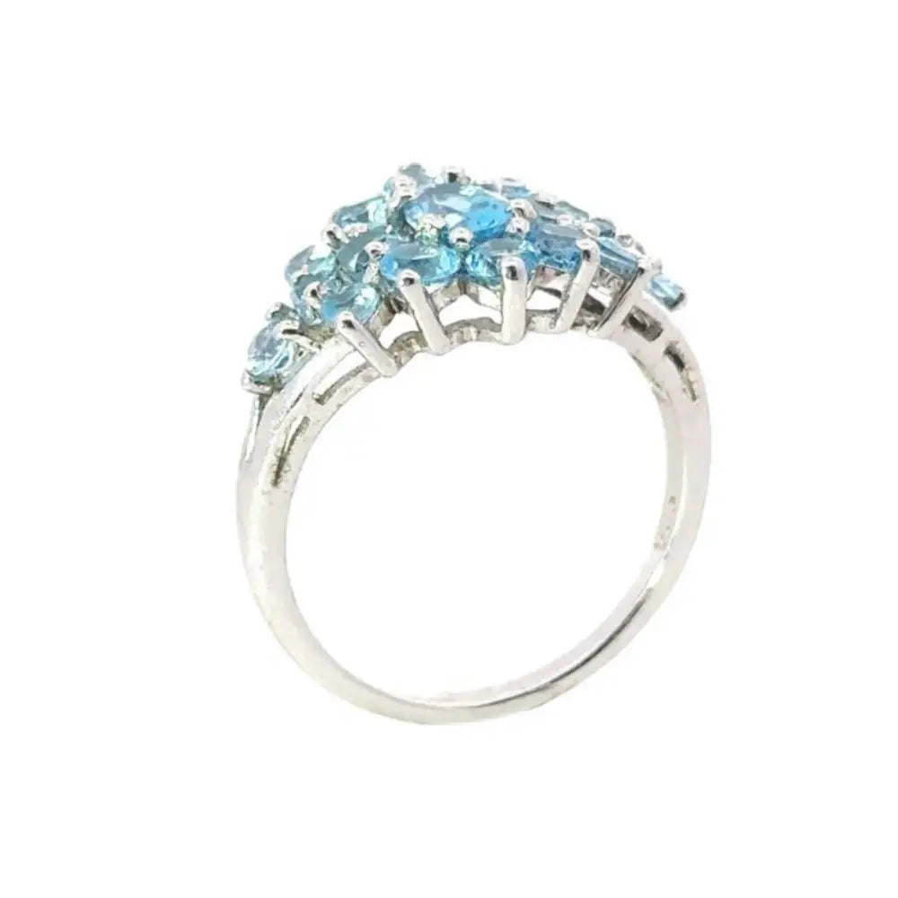 High Grade Jewelry Blue Topaz Cluster Ring For Wedding Accessories Factory Price