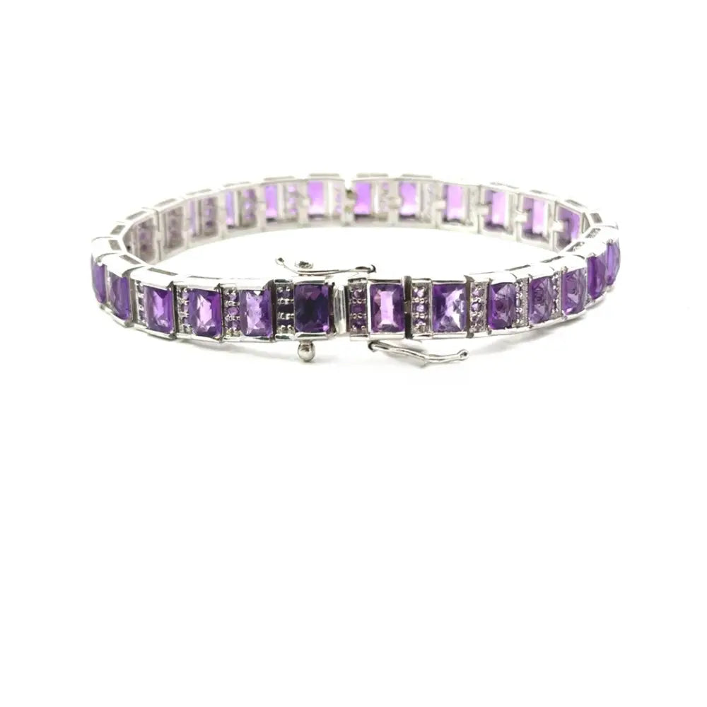 Best Selling Products Amethyst Women Tennis Bracelet Set In Bezel & Prong Setting