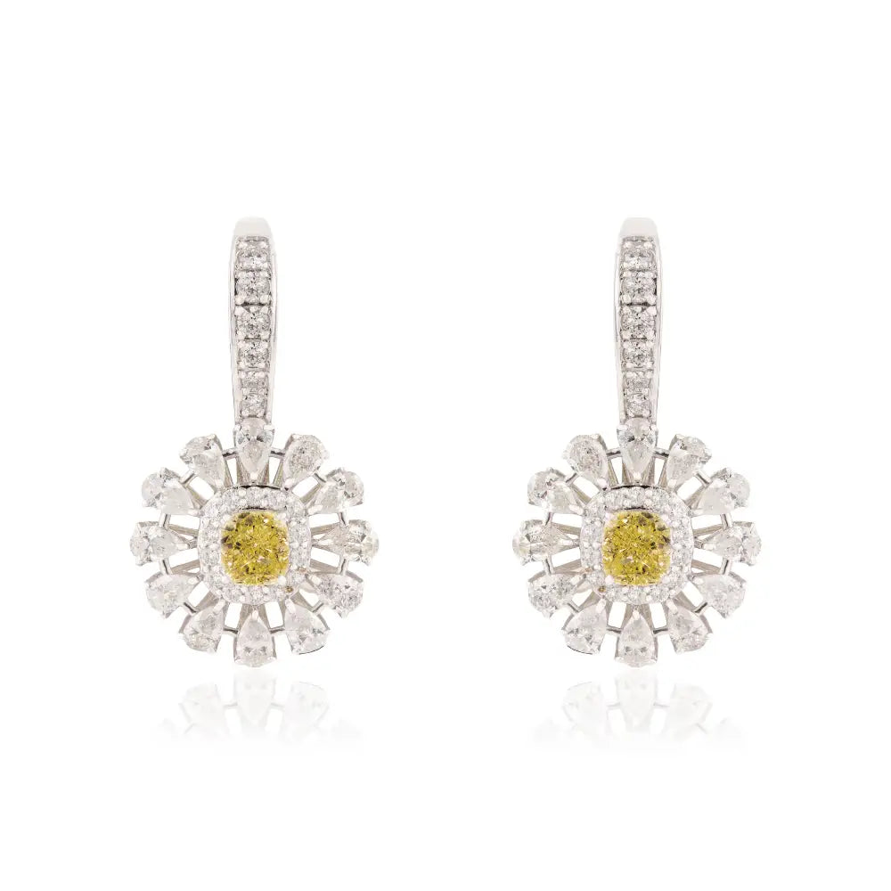 18K Real White Gold Natural Diamond Statement Drop Earrings Bold Bridal Jewelry Manufacturer