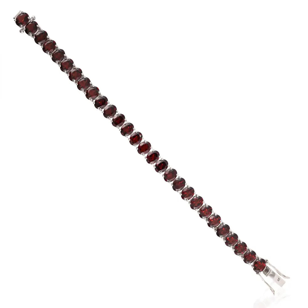 January Birthstone Genuine Garnet Sterling Silver Tennis Bracelet For Valentine's Day Gift