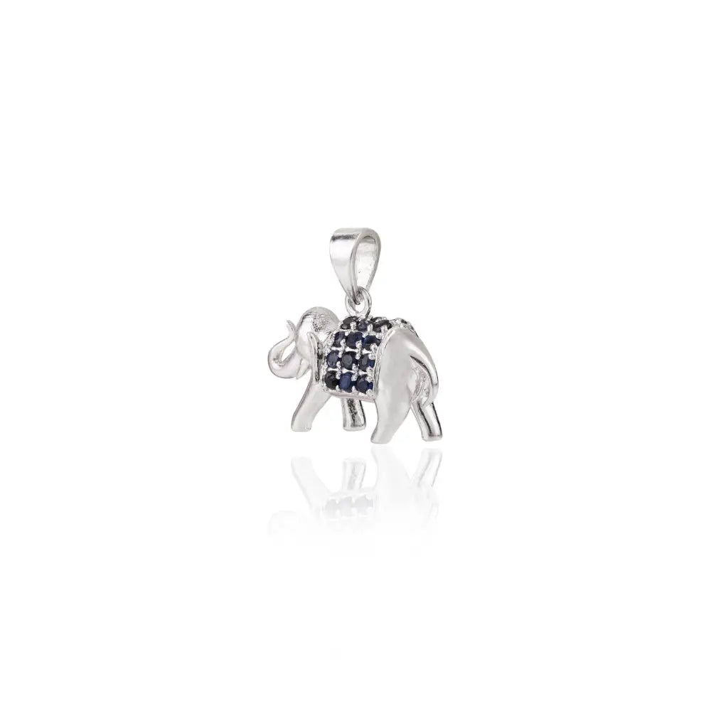 New Arrivals 925 Solid Silver Natural Blue Sapphire Elephant Shape Pendant Minimal Jewelry