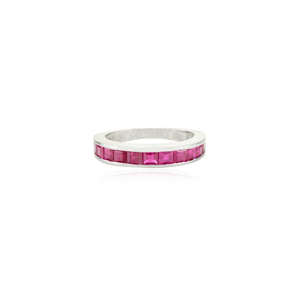 Delicate Modern Design Real Red Ruby Gemstone Ring For Unisex Unique Jewelry July Birthstone