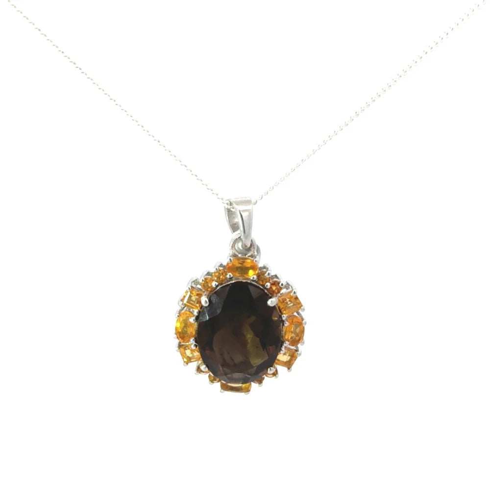 Handmade Real Multi Gemstone Statement Pendant For Women Customized Silver Jewelry