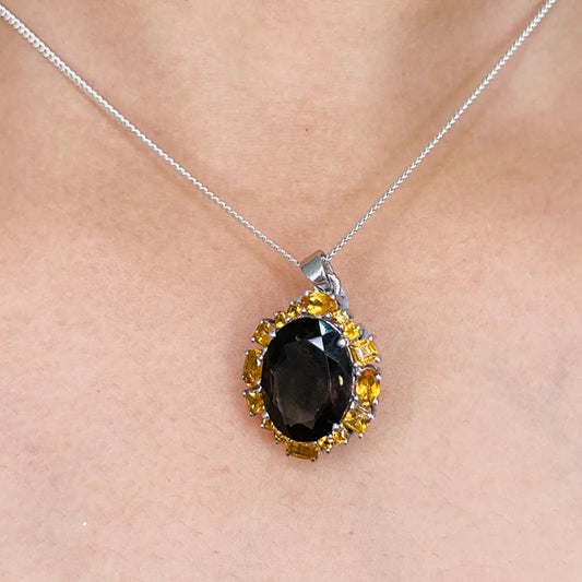 Handmade Real Multi Gemstone Statement Pendant For Women Customized Silver Jewelry