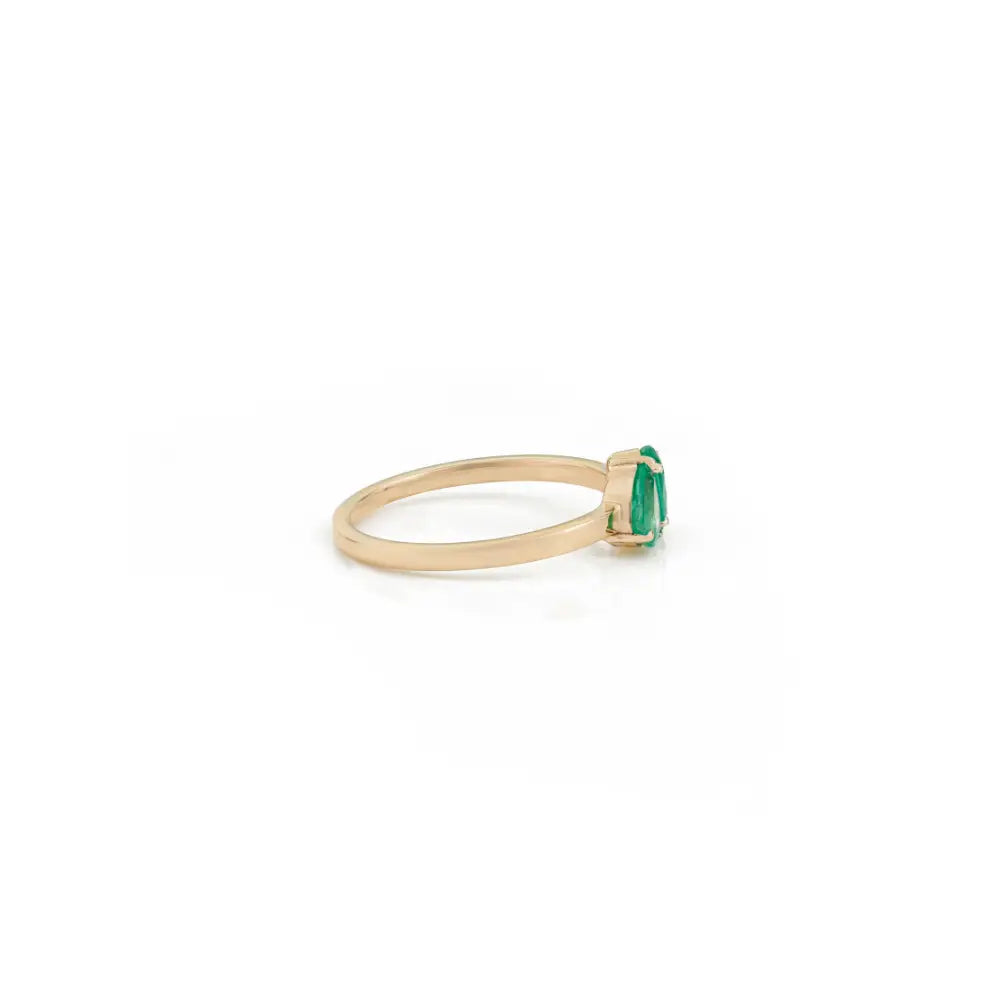 Stunning 14K Yellow Gold Real Emerald Gemstone Toi et Moi Ring Simple Everyday Wear Jewelry