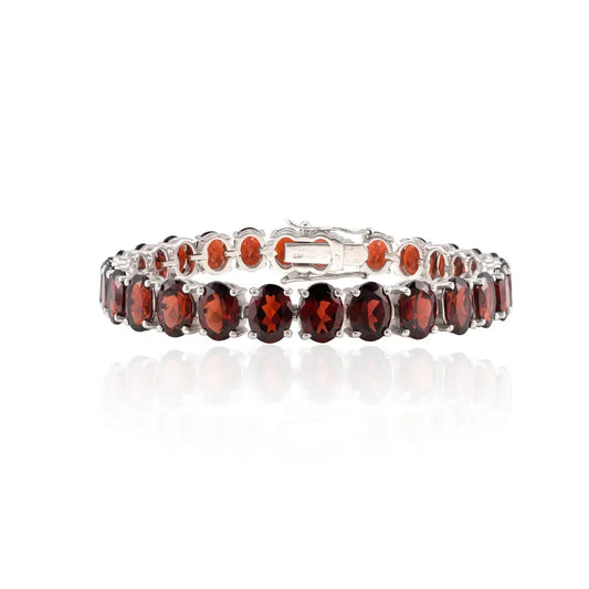 January Birthstone Genuine Garnet Sterling Silver Tennis Bracelet For Valentine's Day Gift