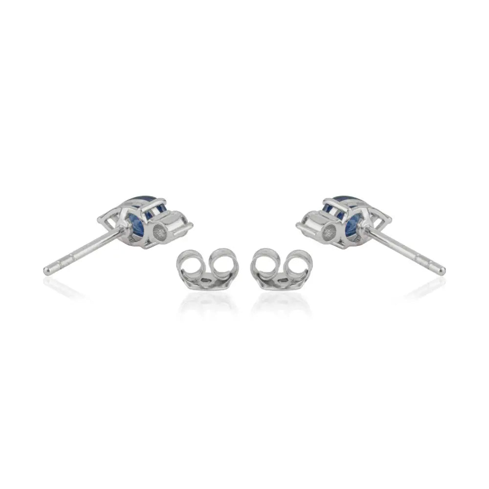 6x4mm Pear Cut Blue Sapphire & Diamond Small Dainty Stud Earrings 14K White Gold Jewelry