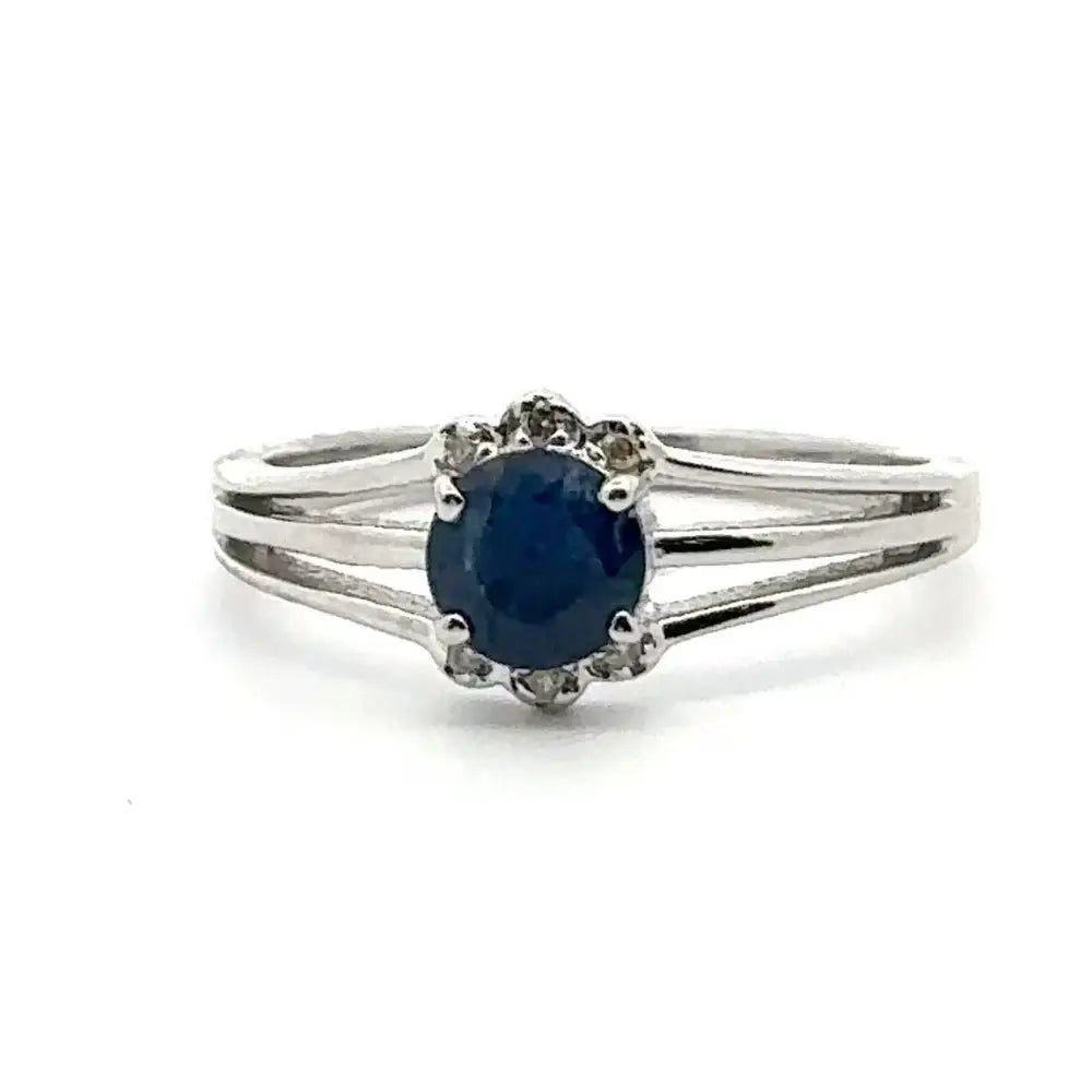 Everyday Jewelry Pure 925 Sterling Silver Blue Sapphire & American Diamond Solitaire Ring New Trendy Products