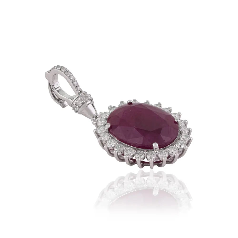8.7ct. Ruby & Diamond Openable Cluster Pendant Statement Wedding Jewelry 14K White Gold