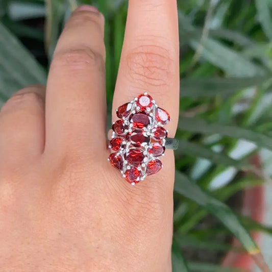 Custom Gemstone Real Garnet Statement Ring For Wedding Wholesale Fine Jewelry Supplier