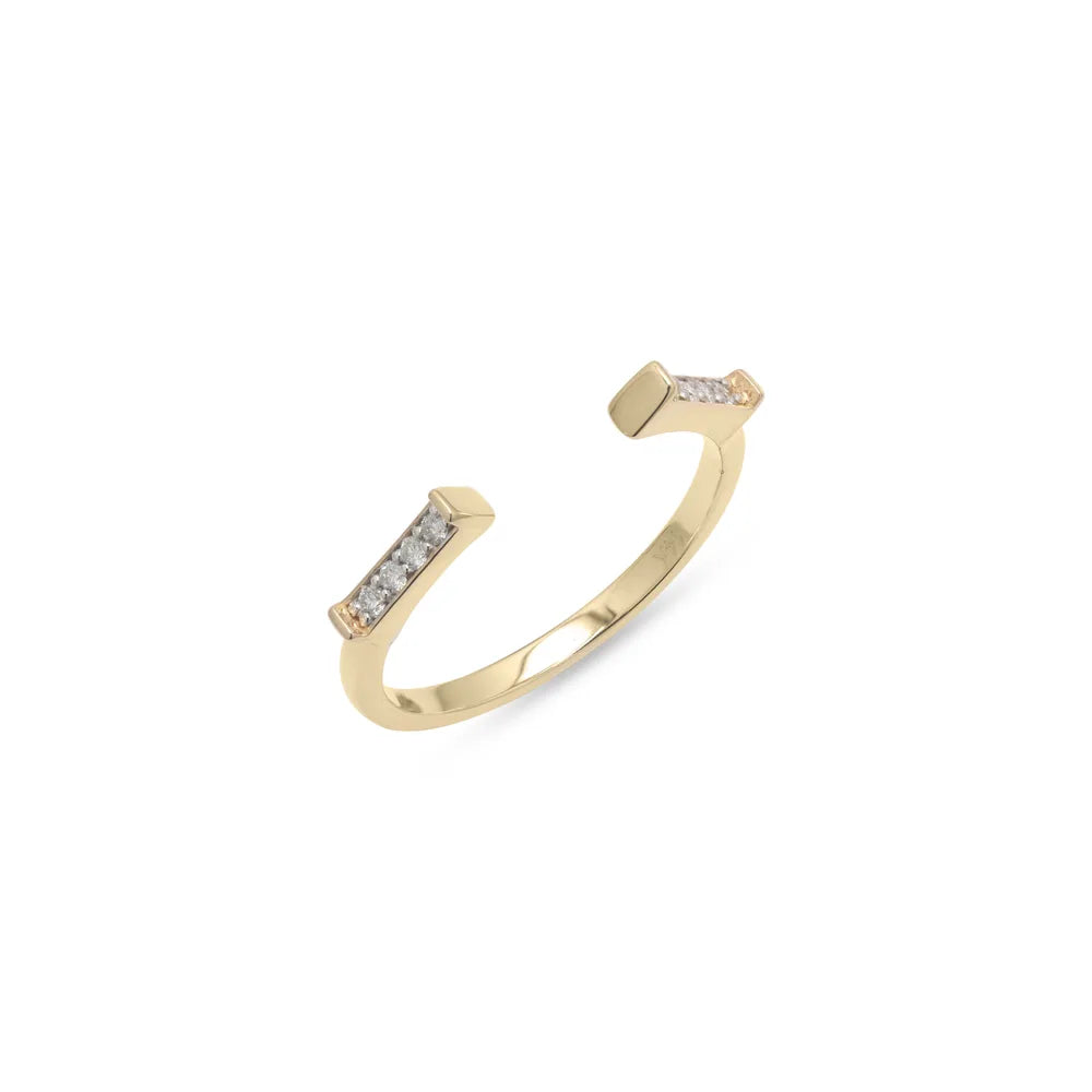 Customization Jewelry Natural Diamond 14K Fine Yellow Gold Open Dainty Ring