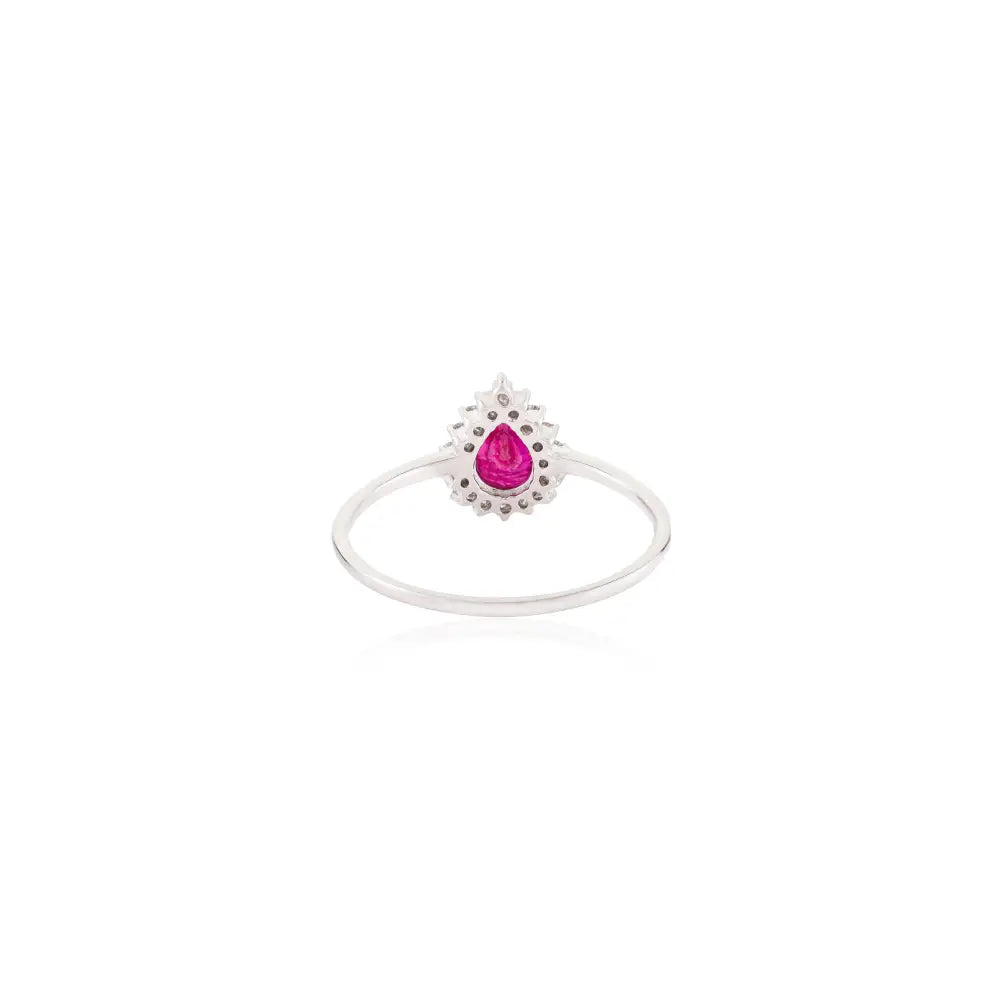 100% Genuine Ruby & Diamond Engagement Cluster Ring K14 White Gold Jewelry Manufacturer
