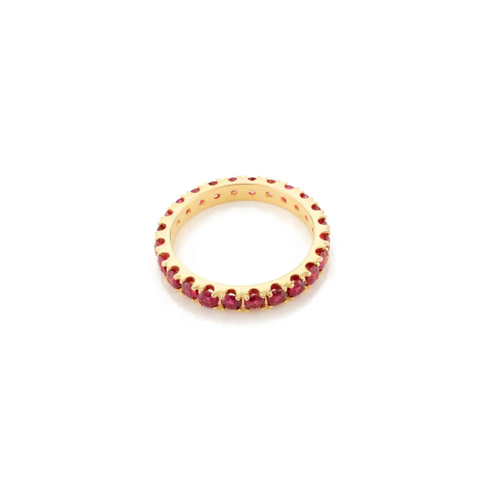 High Quality Product 100% Natural Ruby 14K Real Gold Full Eternity Band Ring