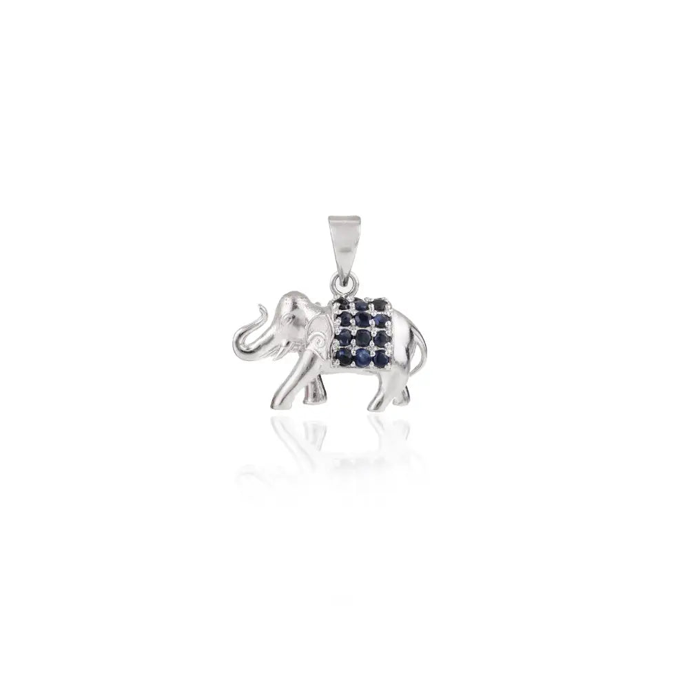 New Arrivals 925 Solid Silver Natural Blue Sapphire Elephant Shape Pendant Minimal Jewelry