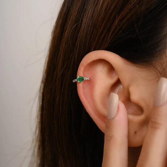 New Arrivals Ear Cuff Emerald & Diamond K18 Yellow Gold Earrings