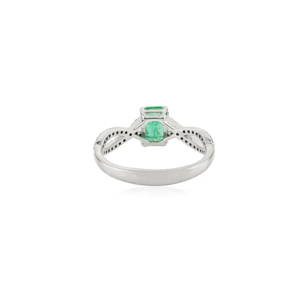 New Design Solid 14K White Gold Emerald & Diamond Wedding Ring Unisex Wholesale Jewelry