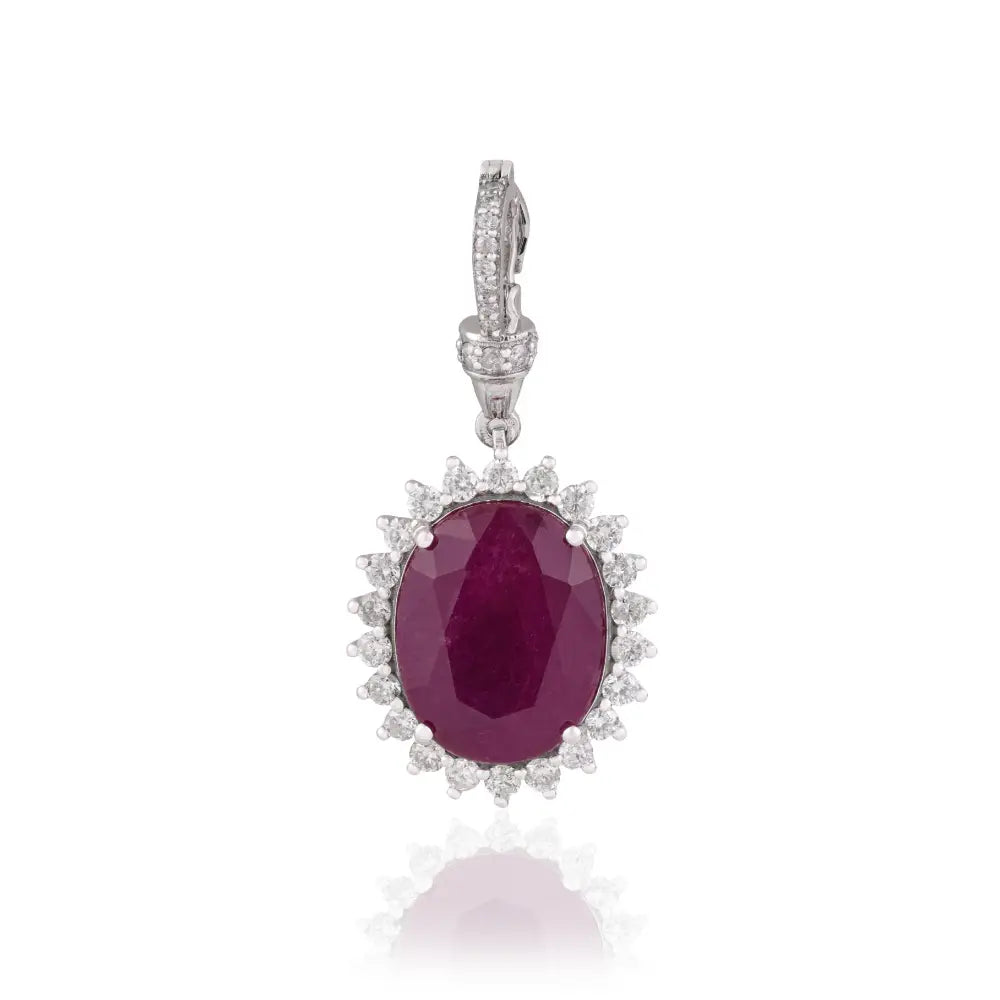 8.7ct. Ruby & Diamond Openable Cluster Pendant Statement Wedding Jewelry 14K White Gold