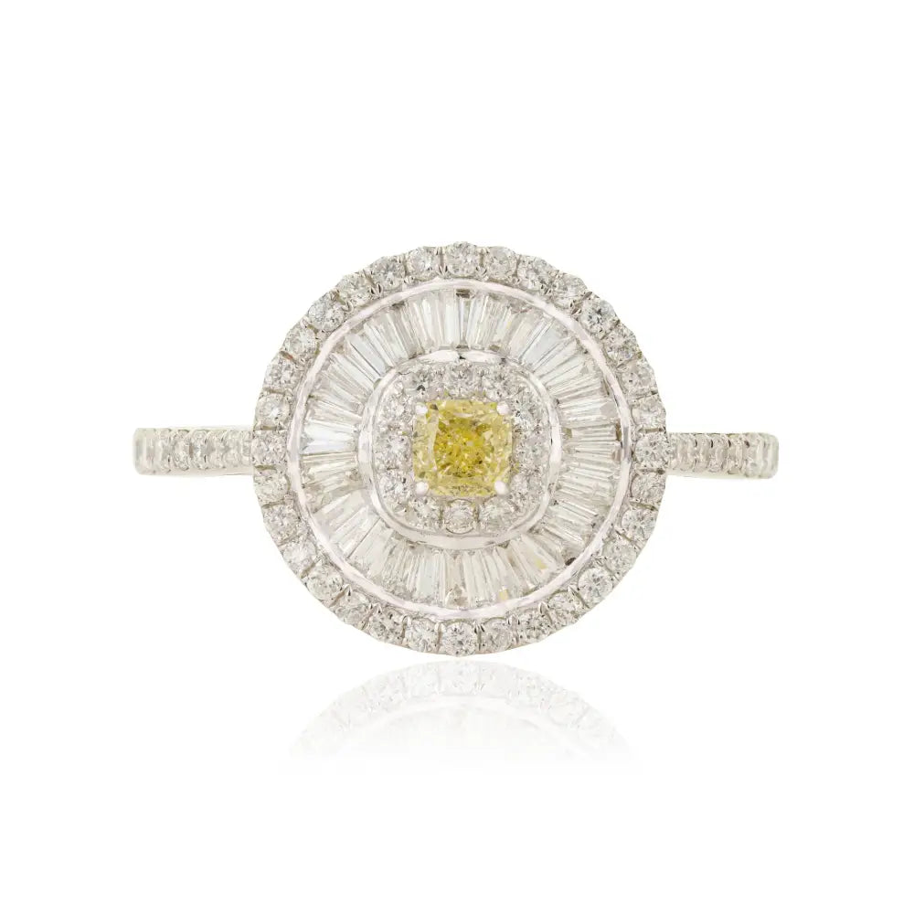 Sparking Bridal Jewelry Natural Diamond Cluster Statement Ring Pure 18K White Gold