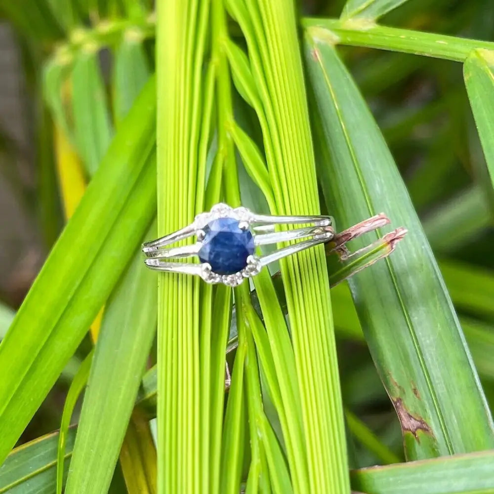 Everyday Jewelry Pure 925 Sterling Silver Blue Sapphire & American Diamond Solitaire Ring New Trendy Products