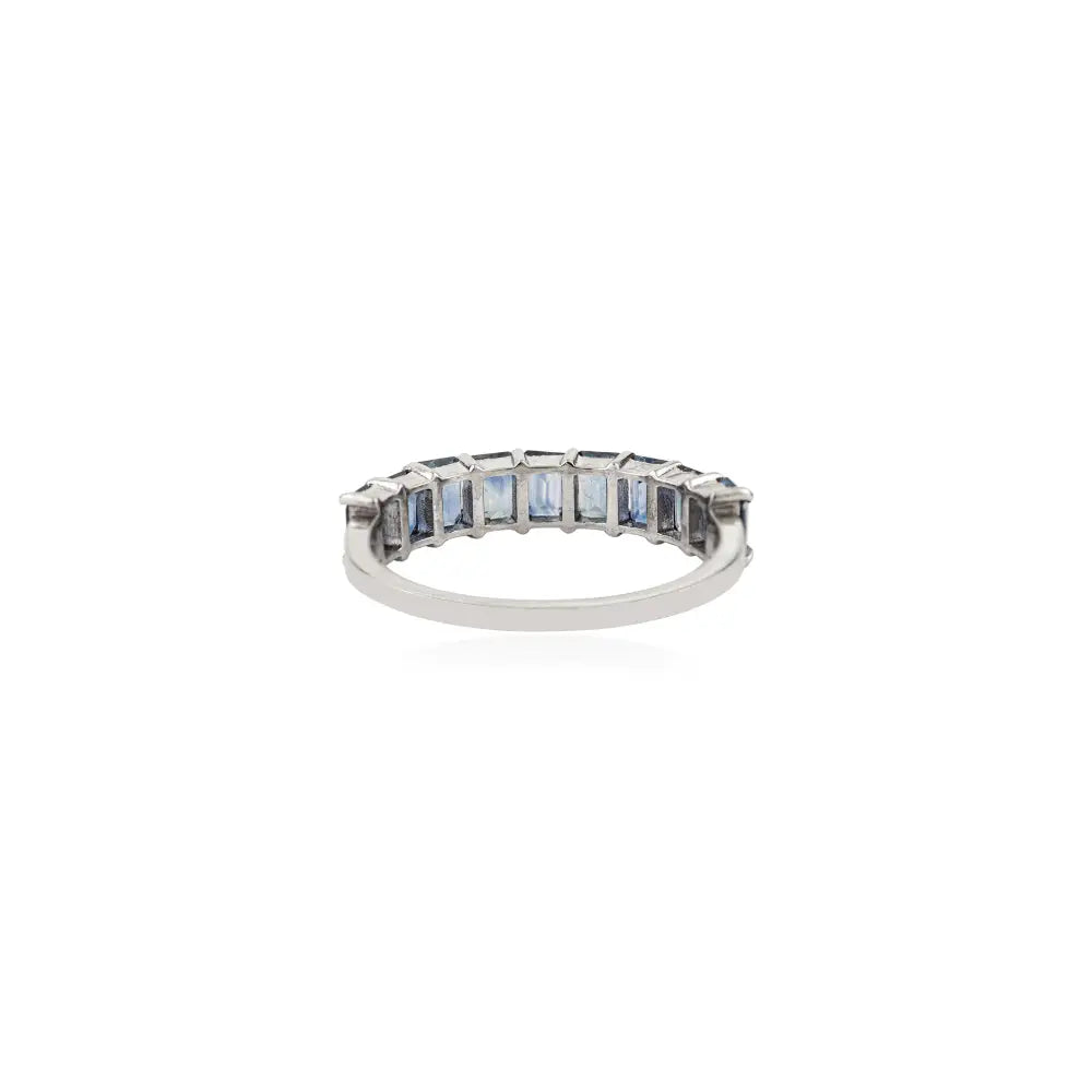 Best Seller 100% Authentic Blue Sapphire Half Eternity Band Ring Trending 14K Real Gold