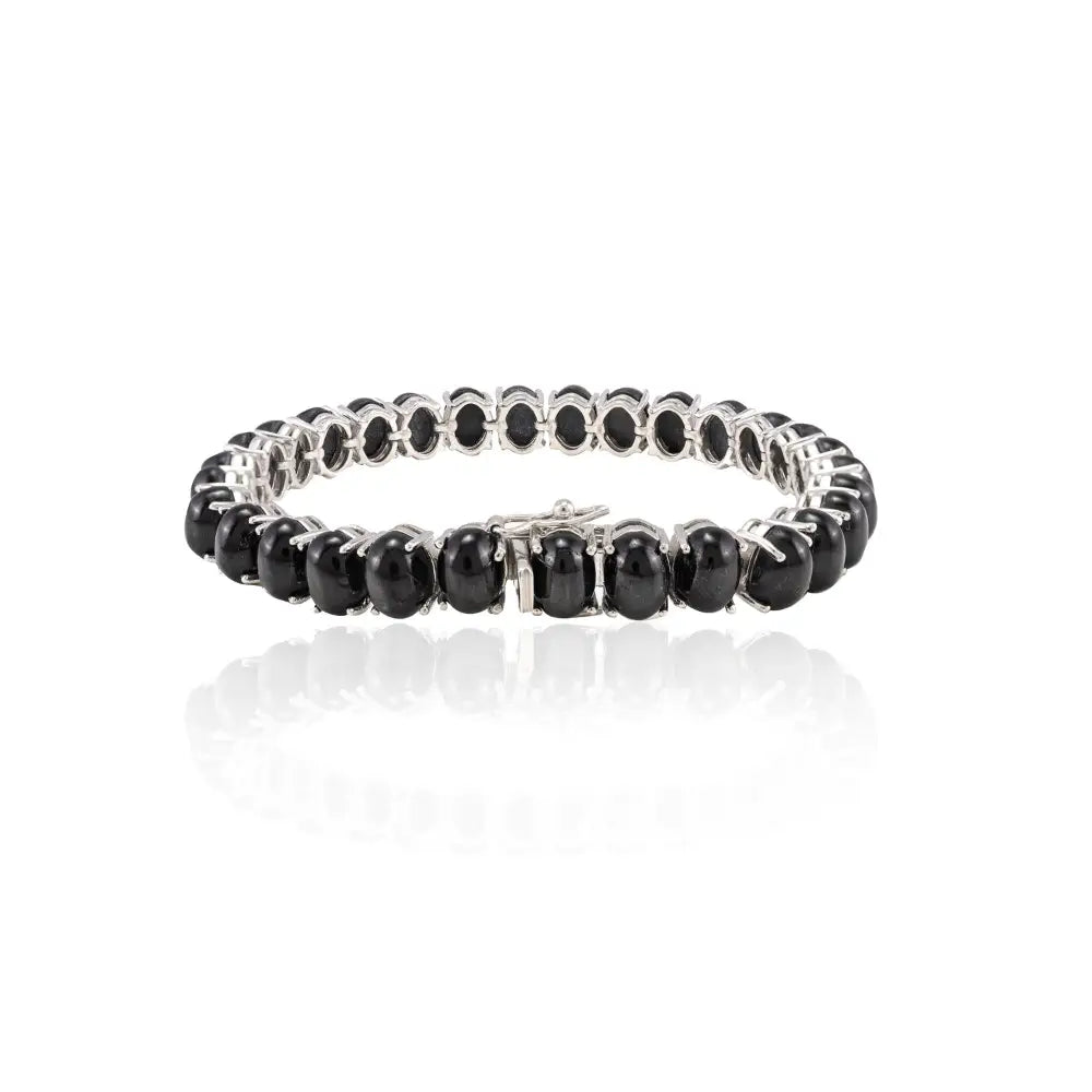 Handcrafted Oval Cut Black Star Pure 925 Sterling Silver Tennis Bracelet Custom Jewelry Manufacturer