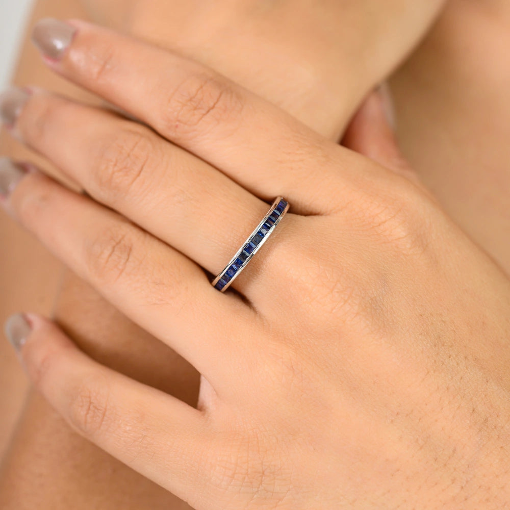 Precious Gemstone Jewelry Genuine Blue Sapphire Stackable Ring Top Quality Products