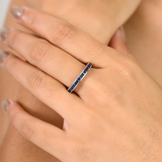 Precious Gemstone Jewelry Genuine Blue Sapphire Stackable Ring Top Quality Products