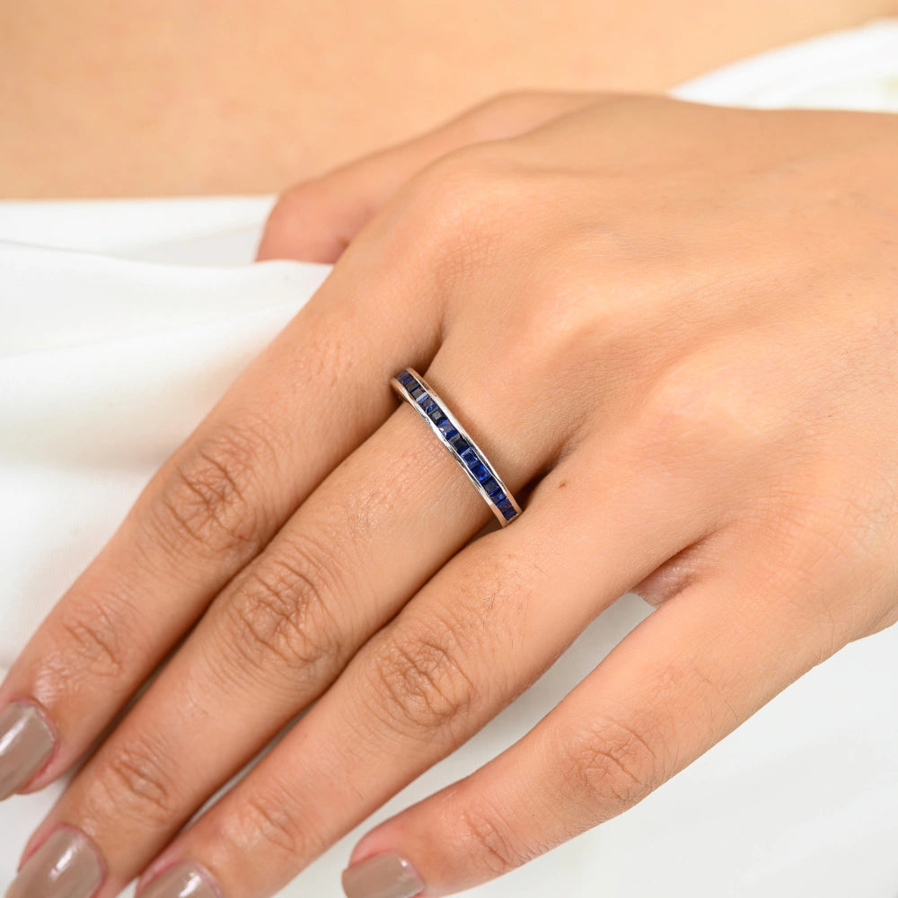 Precious Gemstone Jewelry Genuine Blue Sapphire Stackable Ring Top Quality Products
