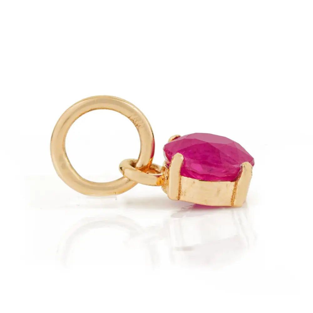 Round Brilliant Cut Ruby Minimal Single Stone Pendant For Women's K14 Real Yellow Gold