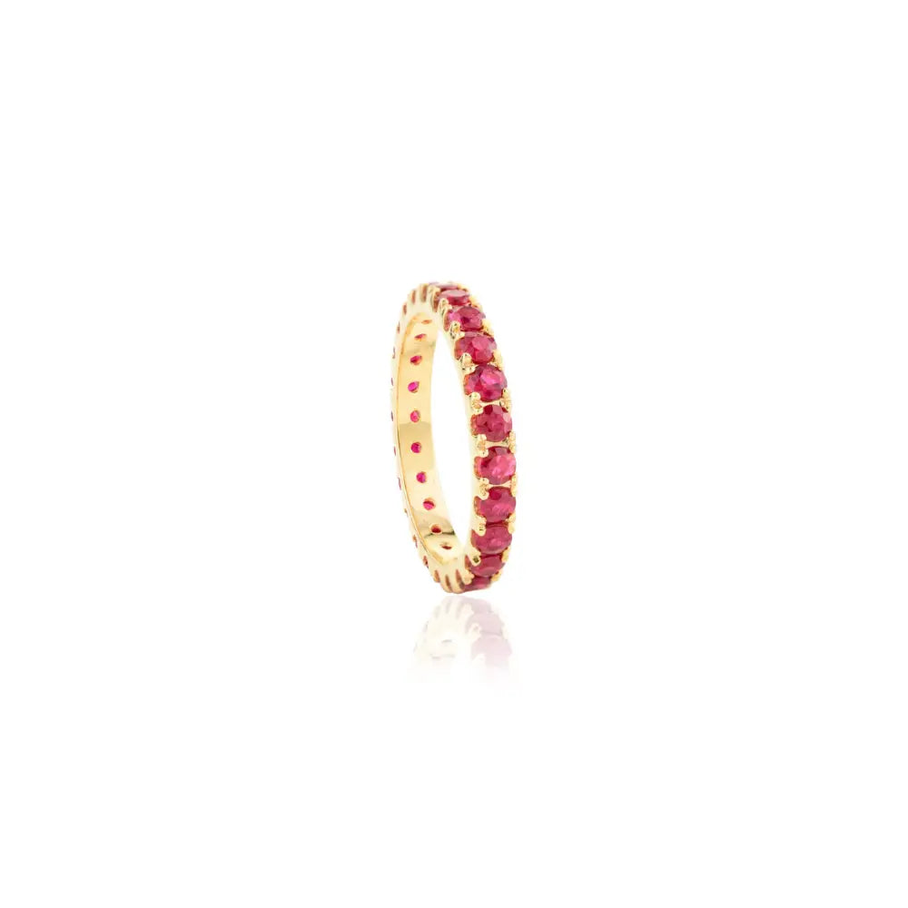 High Quality Product 100% Natural Ruby 14K Real Gold Full Eternity Band Ring