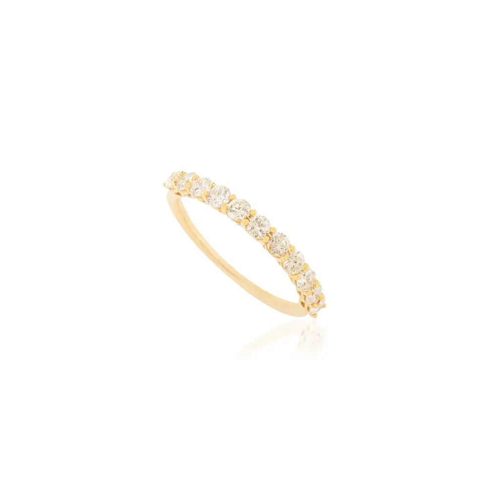Round Brilliant Cut Natural Diamond Stacking Half Eternity Band Ring 14K Solid Yellow Gold