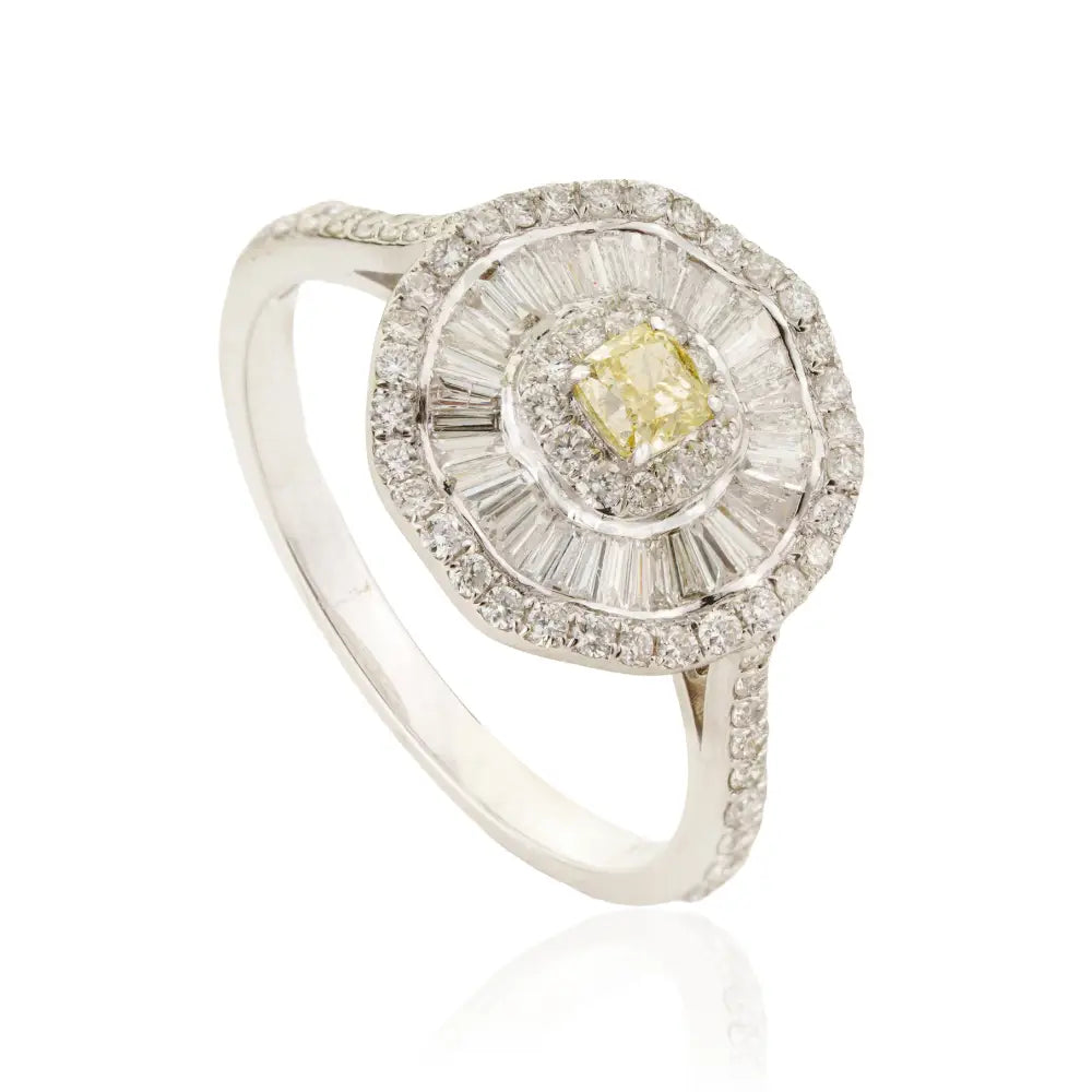 Sparking Bridal Jewelry Natural Diamond Cluster Statement Ring Pure 18K White Gold
