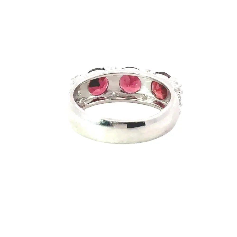 Handmade Fine Garnet & American Diamond Three Stone Ring Wholesale Bulk Jewelry