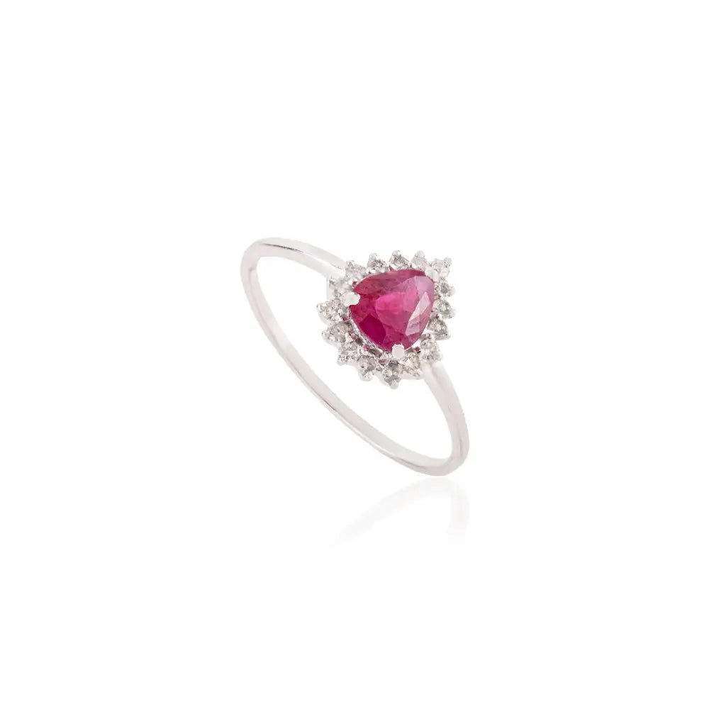 100% Genuine Ruby & Diamond Engagement Cluster Ring K14 White Gold Jewelry Manufacturer