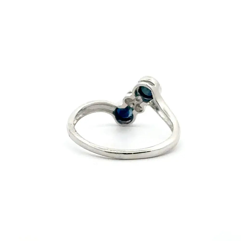 Premium Quality Blue Sapphire & American Diamond Two Stone Ring September Birthstone Jewelry