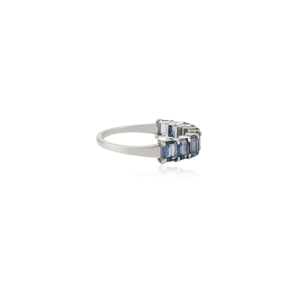 Best Seller 100% Authentic Blue Sapphire Half Eternity Band Ring Trending 14K Real Gold