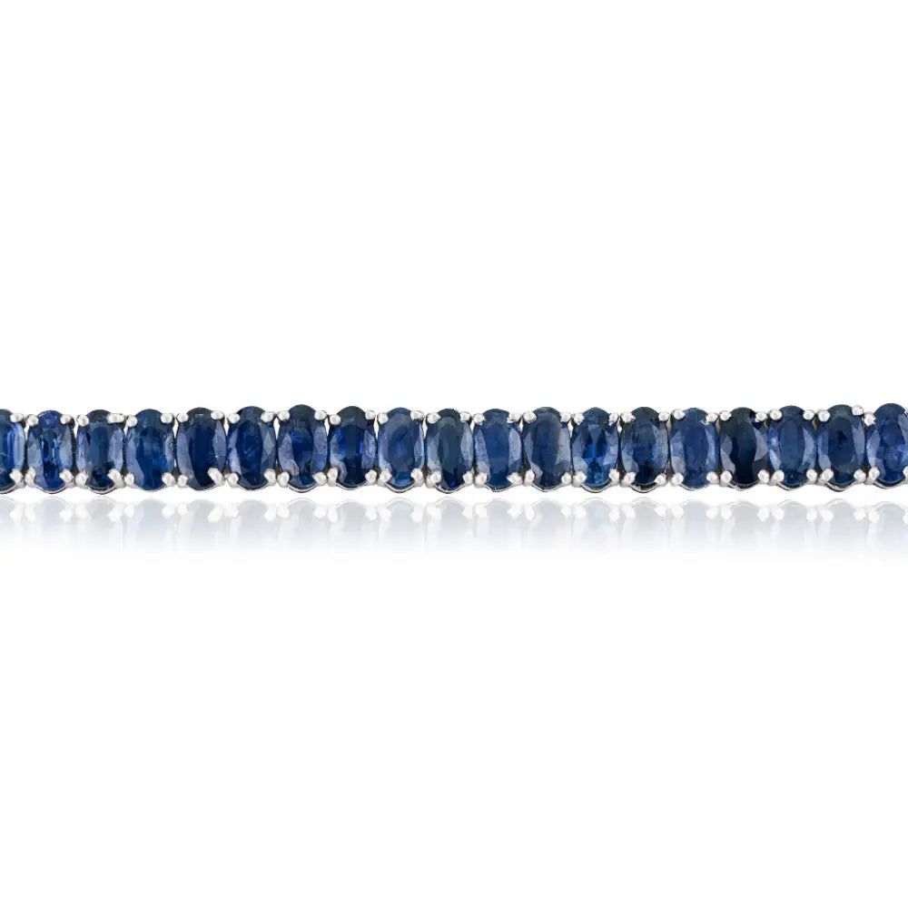 15.54 Ct. Blue Sapphire Stackable Tennis Bracelet Solid 14K White Gold Precious Jewelry