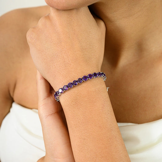 Most Beautiful 100% Natural Purple Amethyst Statement Bracelet With Prong Setting Explore Best Price