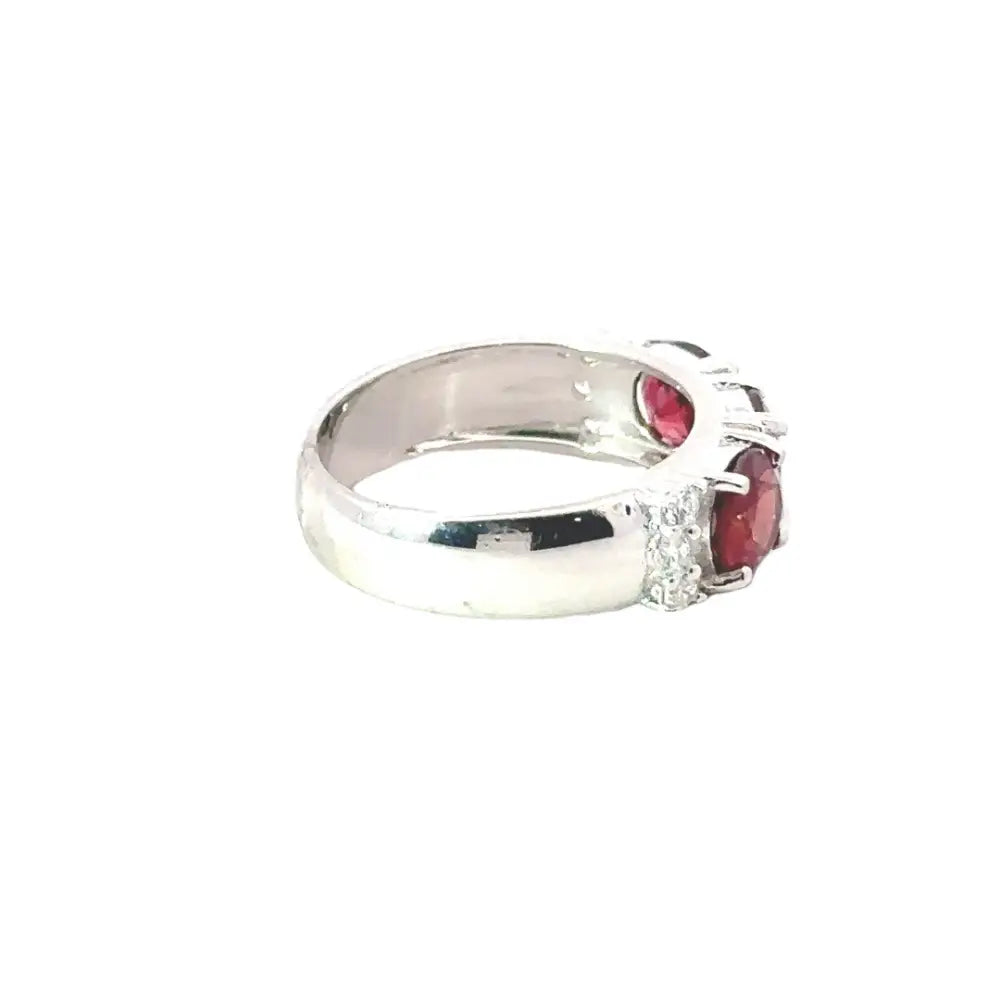 Handmade Fine Garnet & American Diamond Three Stone Ring Wholesale Bulk Jewelry