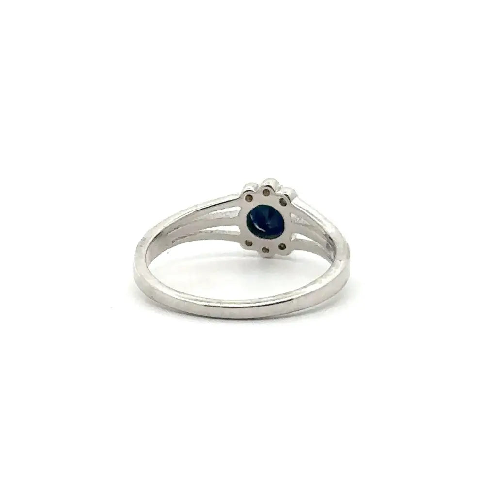 Everyday Jewelry Pure 925 Sterling Silver Blue Sapphire & American Diamond Solitaire Ring New Trendy Products