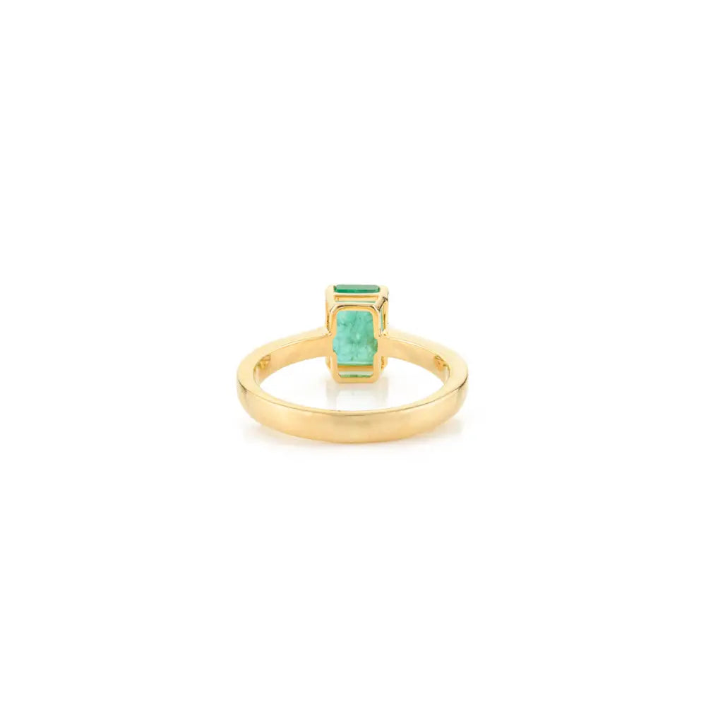 Custom Jewelry Real Emerald May Birthstone Solid 18K Yellow Gold Single Stone Ring