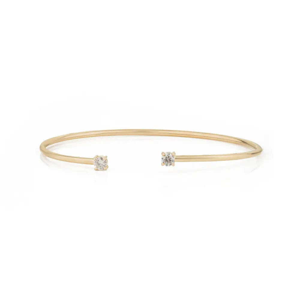 April Birthstone Natural Round Brilliant Cut Diamond Stackable Cuff Bracelet 14K Gold Jewelry