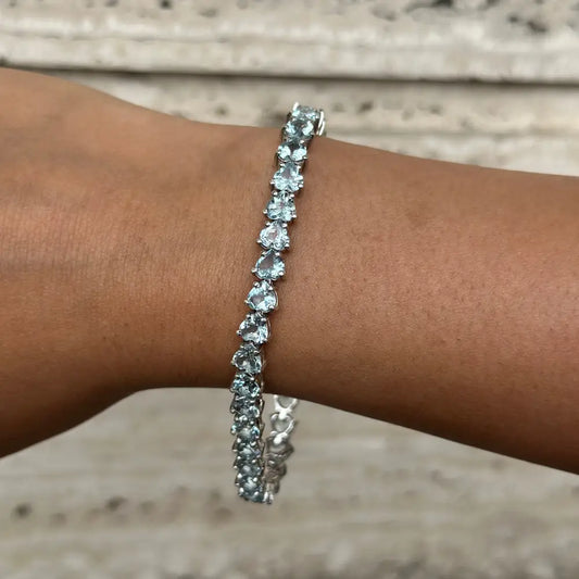 Heart Shape Aquamarine Stackable Bracelet For Daily Wear Fine Wholesale Item In Bulk Order