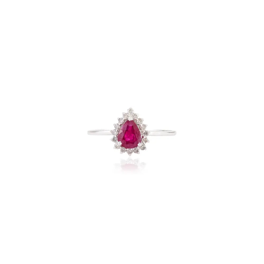 100% Genuine Ruby & Diamond Engagement Cluster Ring K14 White Gold Jewelry Manufacturer