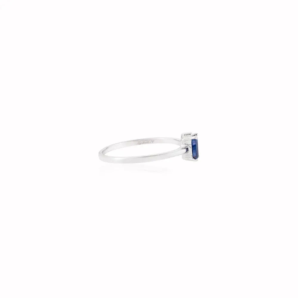 Simple Design K14 White Gold Blue Sapphire & Diamond Open Gemstone Ring Good Price Jewelry