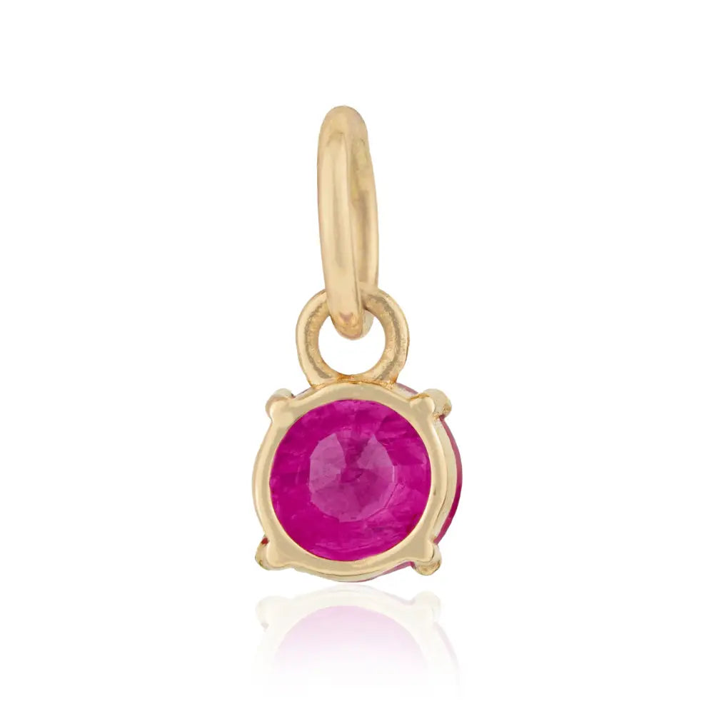 Round Brilliant Cut Ruby Minimal Single Stone Pendant For Women's K14 Real Yellow Gold
