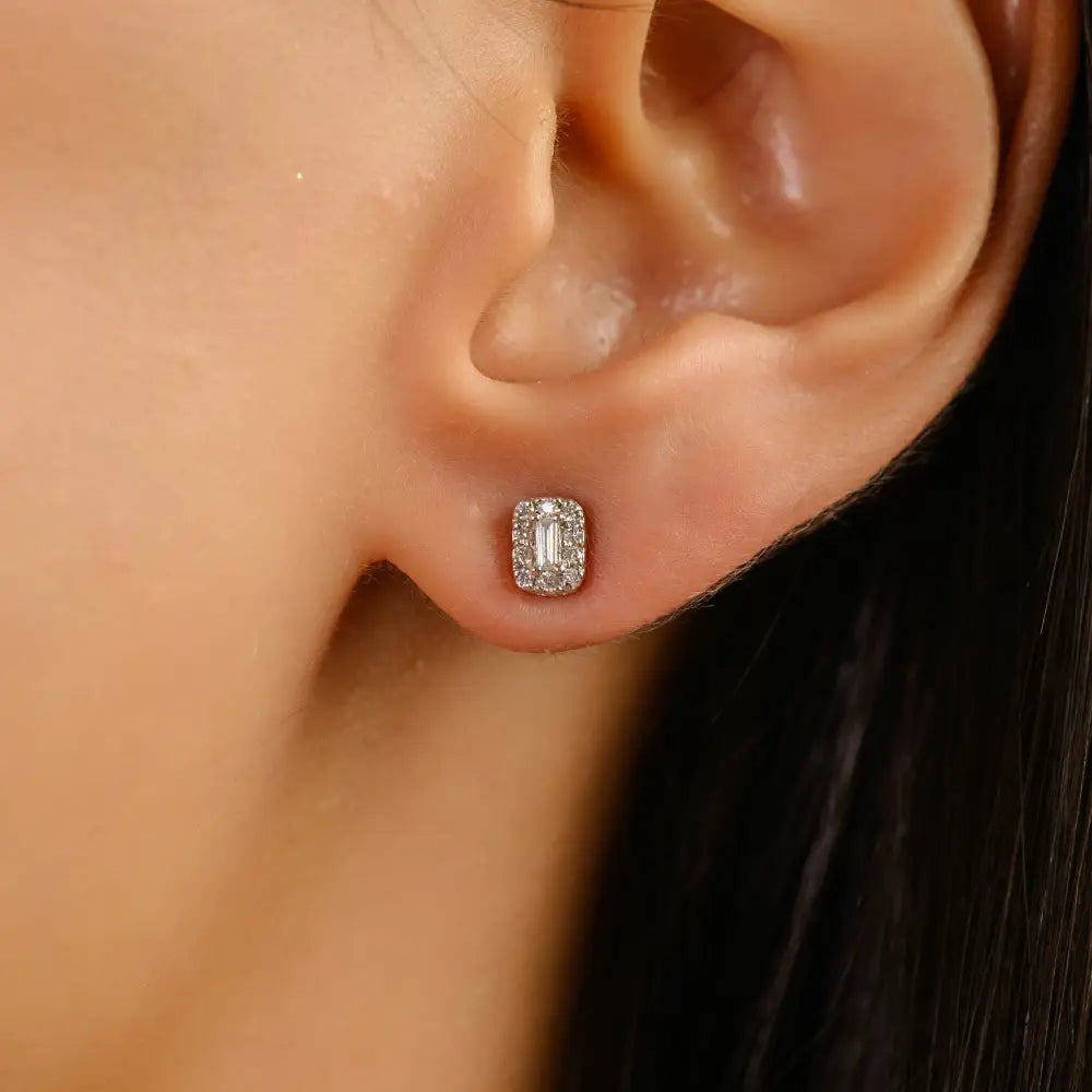 Turquoise & Diamond Convertible Stud-and-Drop Earrings For Women 14K Solid White Gold